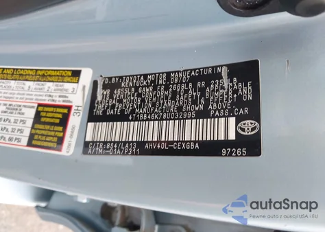 2008 Toyota Camry Hybrid из США, поврежденный, VIN 4T1BB46K78U032995